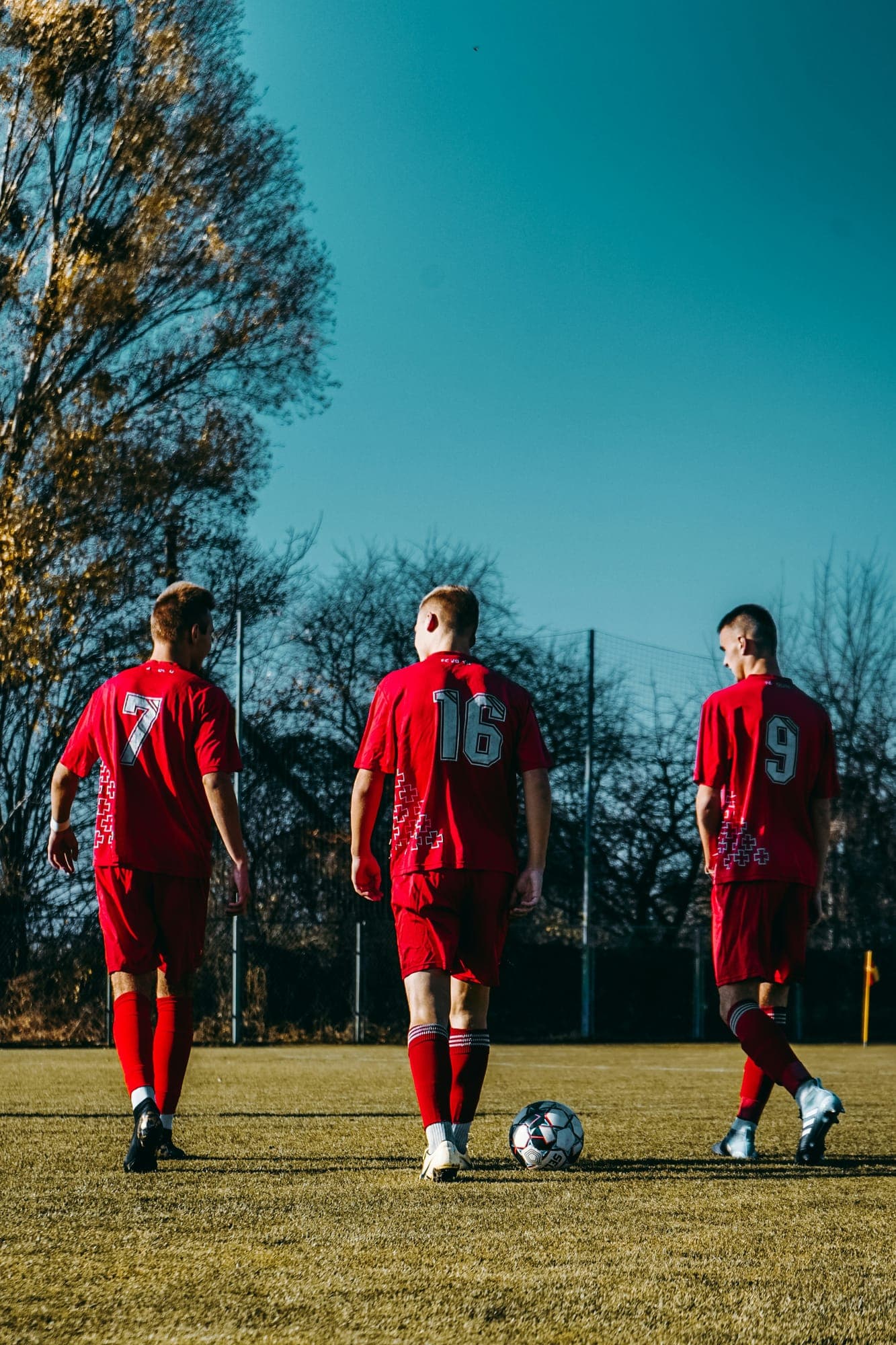 A local squad huddled before a match
